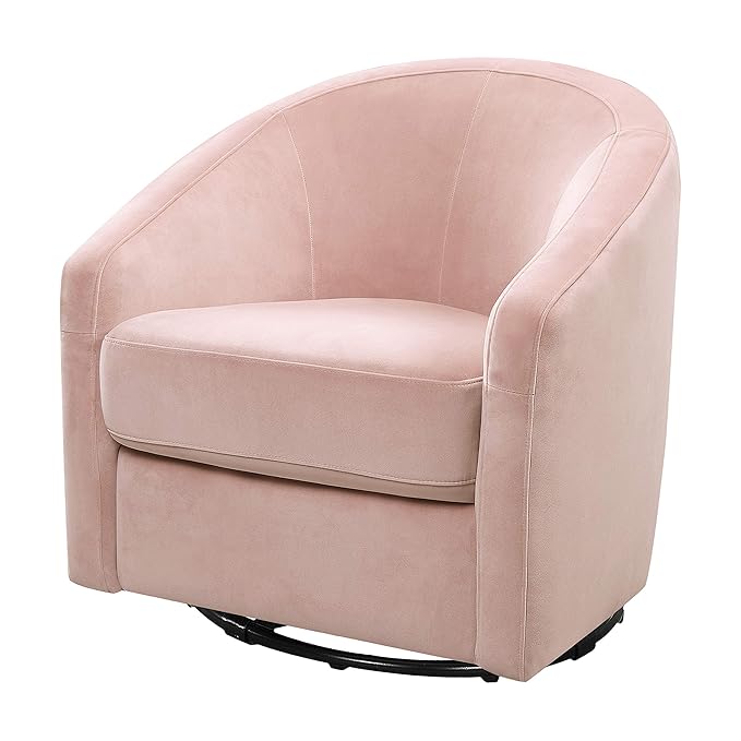 babyletto Madison Swivel Glider in Blush Pink Velvet - Image 9