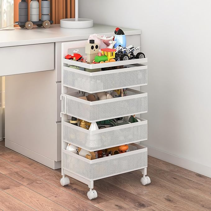 Fruit Basket for Kitchen No Assembly, Rolling Rotating Storage cart, Bathroom - Image 6