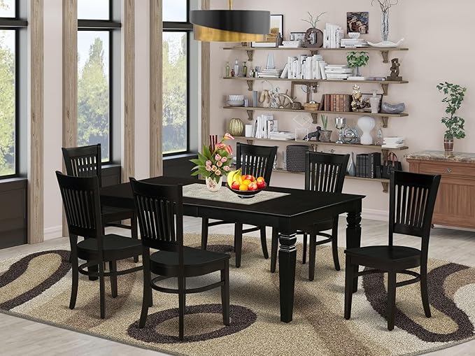 East West Furniture LGVA7-BLK-W 7 Piece Kitchen Table & Chairs Set Consist of a - Image 2