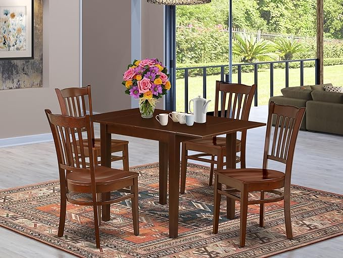 East West Furniture NDGR5-MAH-W 5 Piece Kitchen Table Set - Image 2