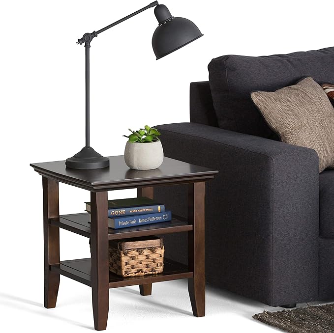 SIMPLIHOME Acadian SOLID WOOD 19 inch Wide Square Transitional End Table in - Image 7