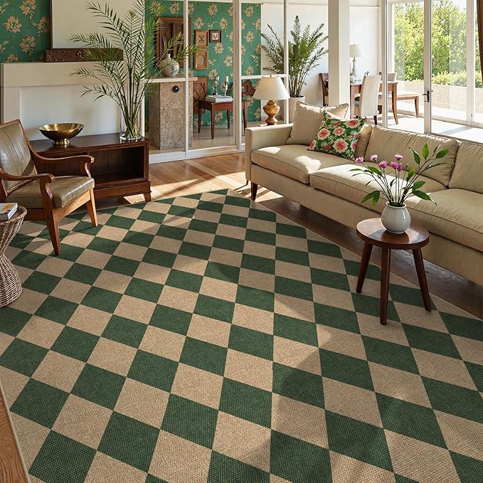 Lahome Checkered Washable Rugs 8x10, Easy Jute Rug by Lahome