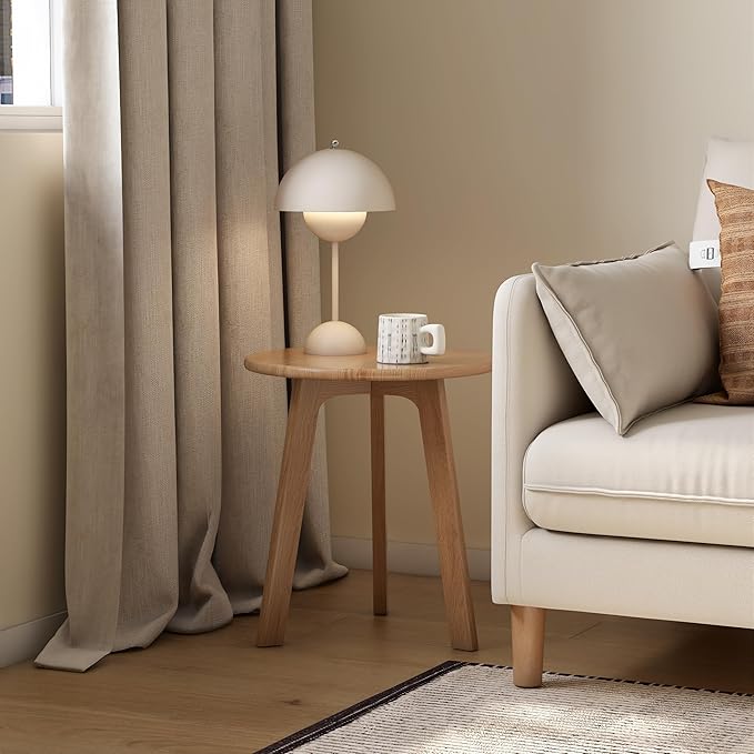 100% Solid Oak Round Side Table, Small Bedside Table - Image 8