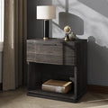 Nightstand with Charging Station, Wooden Curved Night Stand Bedside Table with by MECHYIN