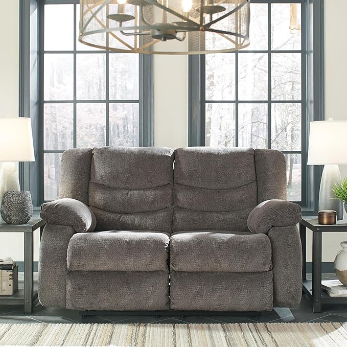 Signature Design by Ashley Loveseat Reclining, Dark Gray - Image 2