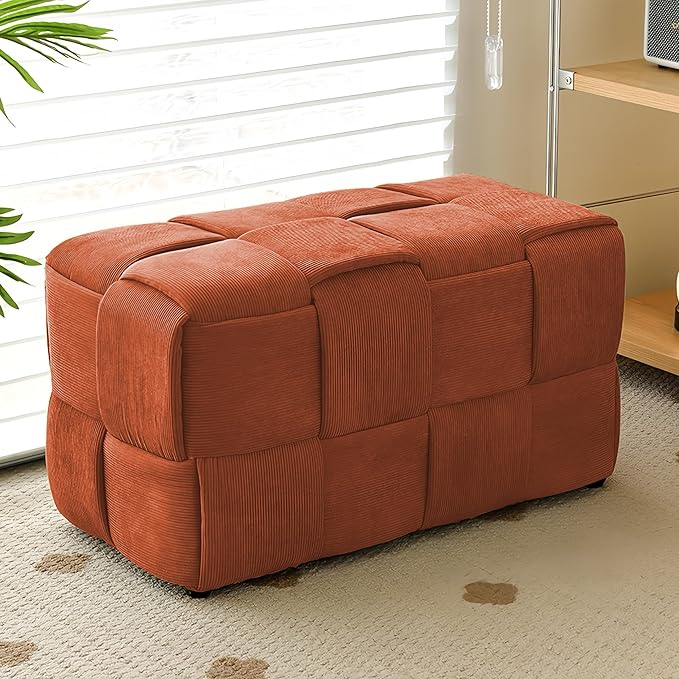Ottoman Foot Rest Soft and Comfortable Ottoman Square Corduroy Woven Design - Image 2