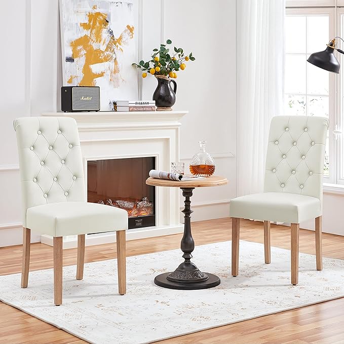 Yaheetech Dining Chairs Set of 2 Fabric Upholstered Dining Room Chairs - Image 2