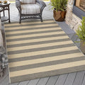 OJIA Washable Outdoor Rug 4'x6', Cotton Woven Outdoor Patio Rug Tan Front Porch by OJIA