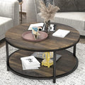 NSdirect 36 inches Round Coffee Table, Rustic Wooden Surface Top & Sturdy Metal by NSdirect