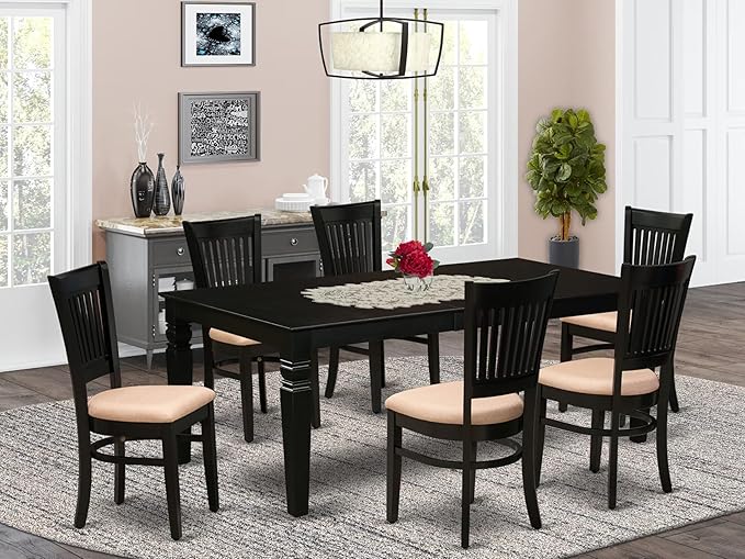East West Furniture LGVA7-BLK-C 7 Piece Modern Dining Table Set Consist of a - Image 2