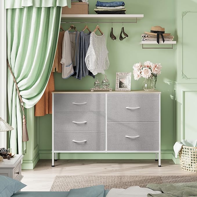 WLIVE Dresser for Bedroom with 5 Drawers, Wide Bedroom Dressers with Drawer - Image 4
