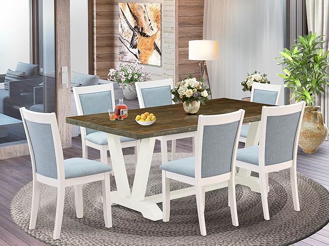 East West Furniture V077MZ015-7 7 Piece Dinette Set Consist of a Rectangle - Image 2