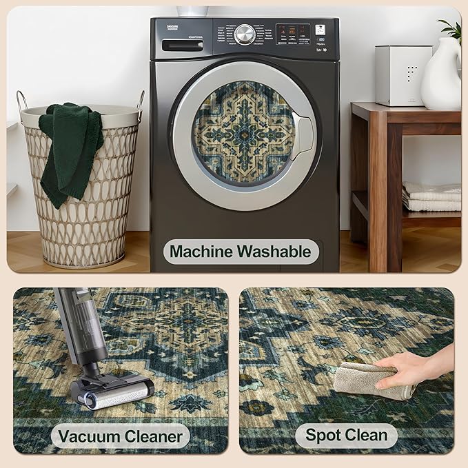 Tangsoo 2x3 Rugs for Entryway, Vintage Washable Non Slip Small Area Rug - Image 3