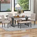 Ball & Cast Dining Table Set for 6, 6-Piece Farmhouse Dining Furniture Set by BallCast