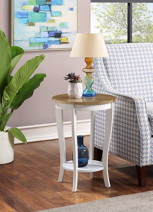 Convenience Concepts American Heritage Round End Table, Driftwood / White - Image 2