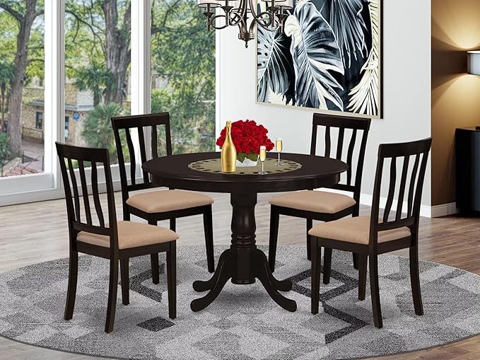 East West Furniture HLAN5-CAP-C 5 Piece Kitchen Table Set - Image 2