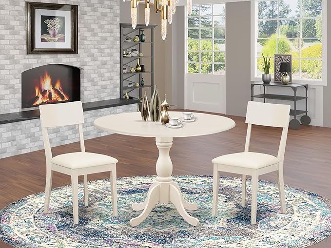 East West Furniture DMAD3-LWH-LC 3 Piece Dinette Set - Image 2