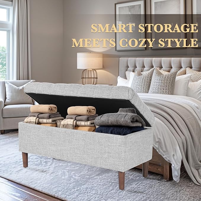 HomePop Home Decor | Tufted Ainsley Button Storage Ottoman Bench - Image 5