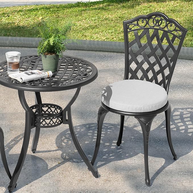 NUU GARDEN 3-Piece Patio Bistro Set Outdoor Cast Aluminum Bistro Table and - Image 6