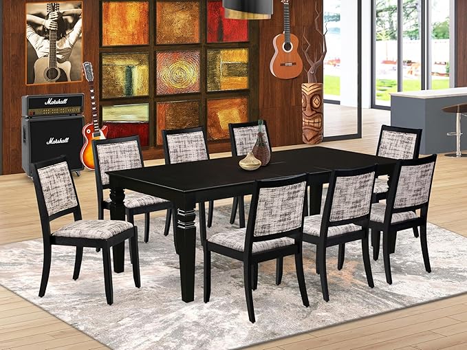 East West Furniture LGX29-BLK-30 -9 Piece Dining Set Includes a Rectangular - Image 2