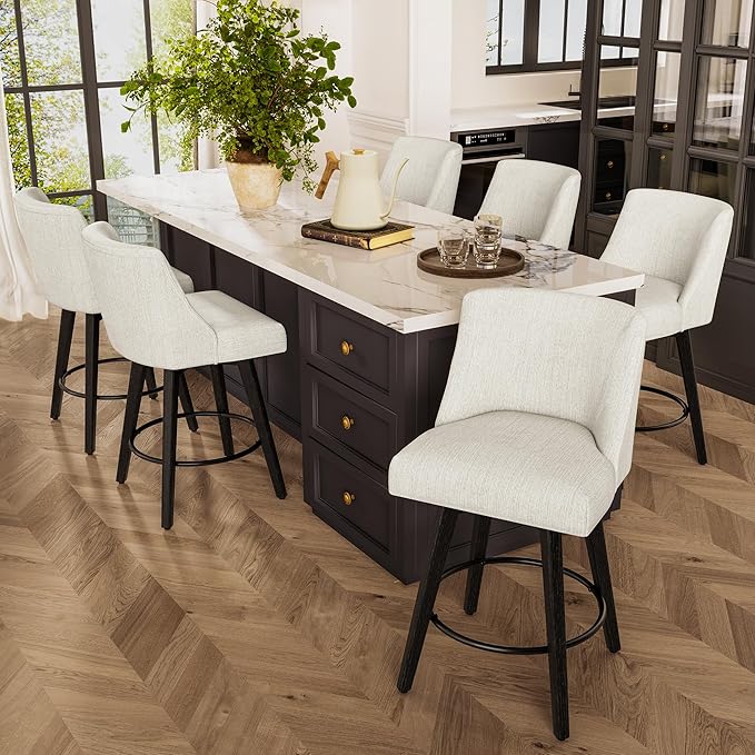 Counter Height Bar Stools Set of 6, Modern Swivel Barstools by ErdoruLiving