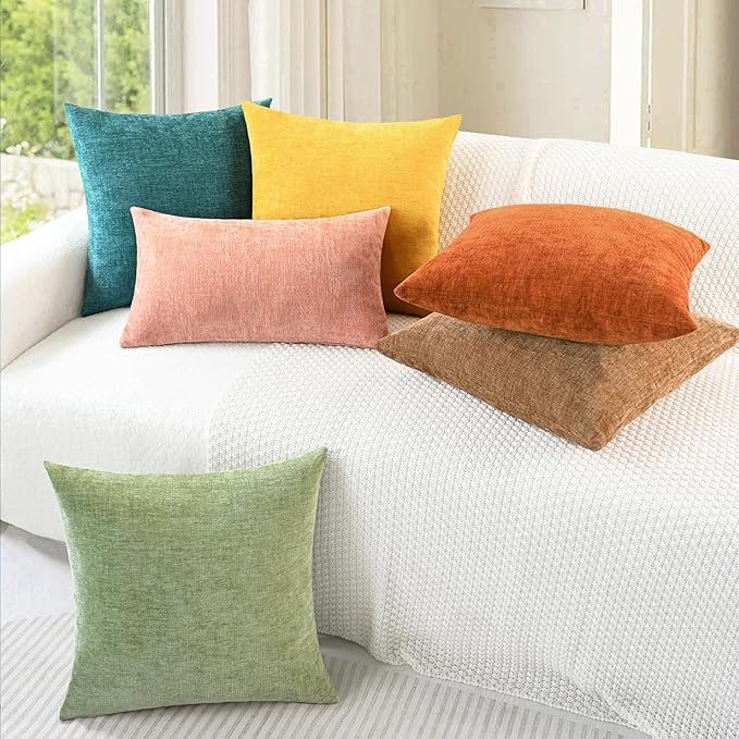 CaliTime Throw Pillow Covers Decorative 20 X 20 Inches Pack of 2 Cozy Chenille - Image 4