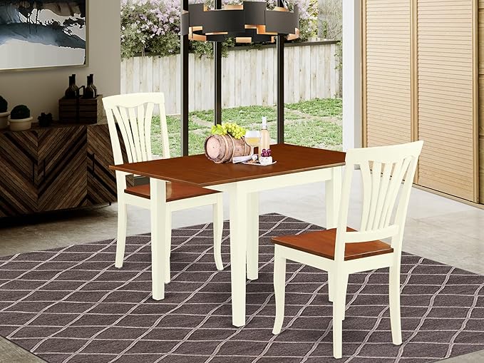 East West Furniture NDAV3-WHI-W 3 Piece Dinette Set - Image 2