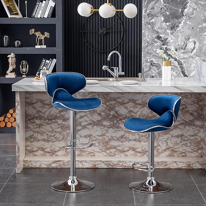Roundhill Furniture Masaccio Velvet Upholstered Adjustable Swivel Barstool - Image 8