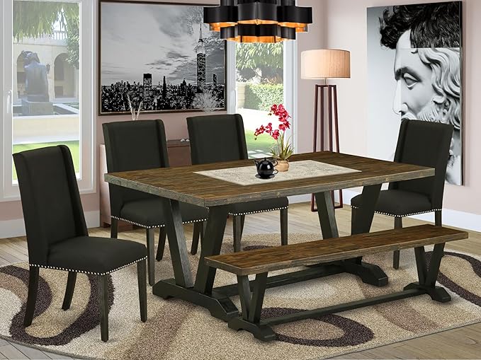 East West Furniture V677FL624-6 6 Piece Dining Room Set Contains a Rectangle - Image 2