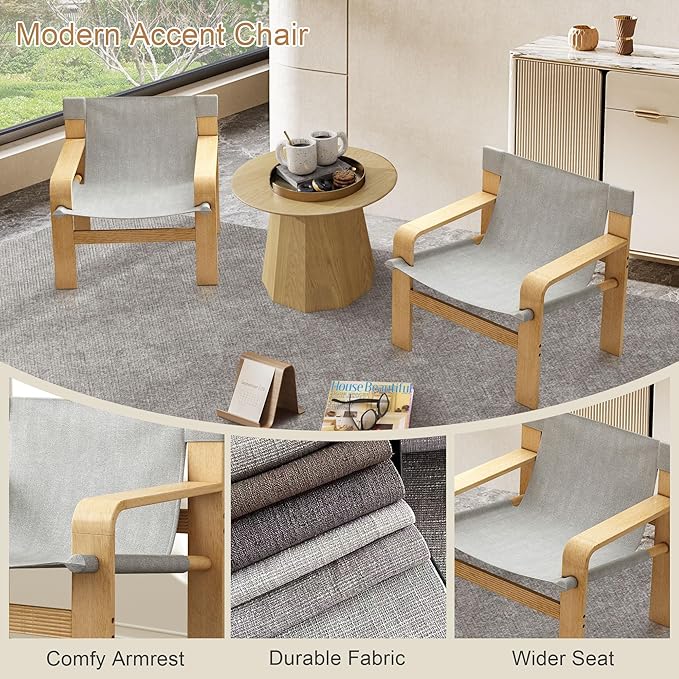 Ball & Cast Mid-Century Lounge Living Room Chairs, Accent Chair Wide Armrest - Image 4