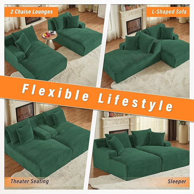 ERYE 79" Oversized Double Chaise Lounge Indoor Sleeper Recliner Sofabed - Image 5