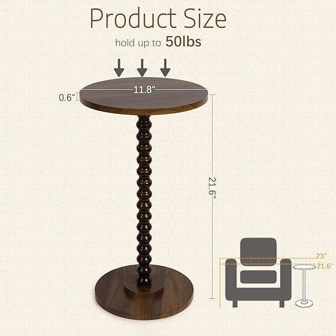 Round Side Table, Small End Table - Image 3