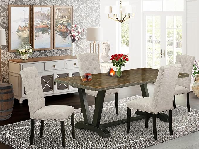 East West Furniture V677EL635-5 5 Piece Modern Dining Table Set Includes a - Image 2