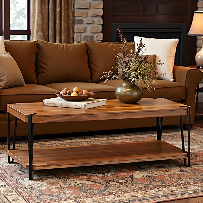 Alaterre Furniture Ryegate 48" Live Edge Wood Coffee Table â€“ Solid Acacia - Image 5
