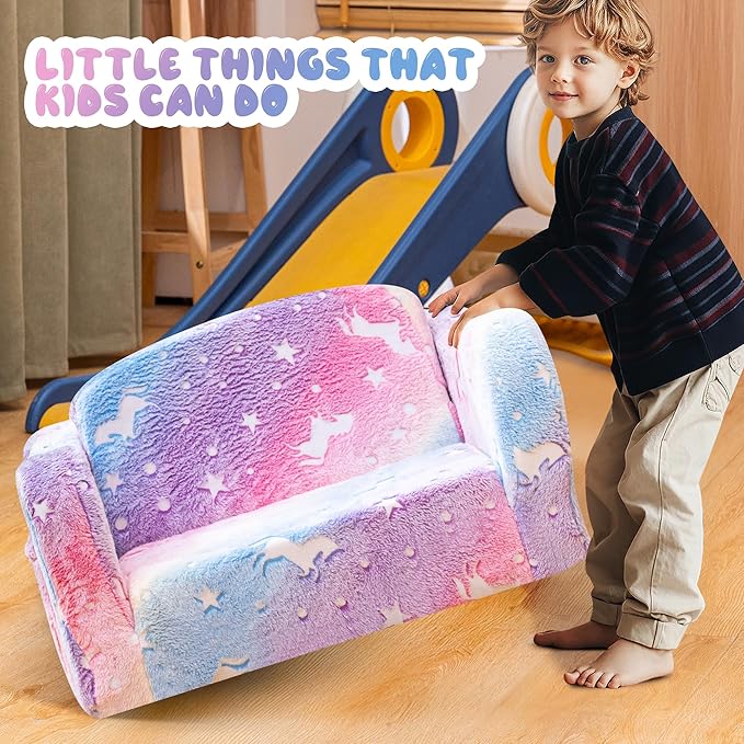 Lamerge 2-in-1 Toddler Couch, Glow in The Dark Baby Floor Bed, Foldable Toddler - Image 5