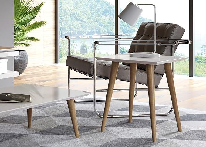 Manhattan Comfort Utopia High Square End Table, Off White - Image 2