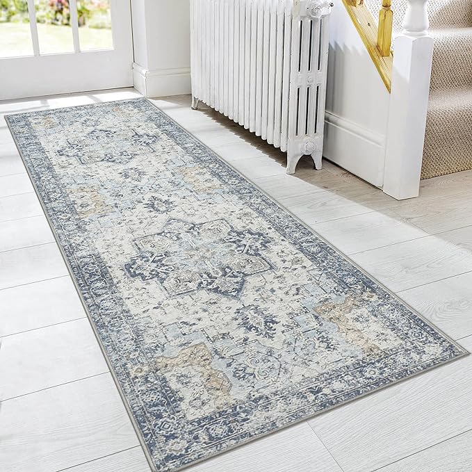 GENIMO Runner Rug 2'6''x8, Non Slip Vintage Hallway Runner Rugs, Low Pile by GENIMO