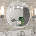 TokeShimi Round Mirror 24 Inch Brushed Silver Round Bathroom Mirror by RefinedBathroomAccessories