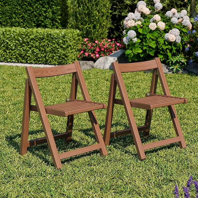 Soild Wood Folding Chairs Set of 2, Indoor or Outdoor Wooden Foldable Dining by VisittheKungFuWood