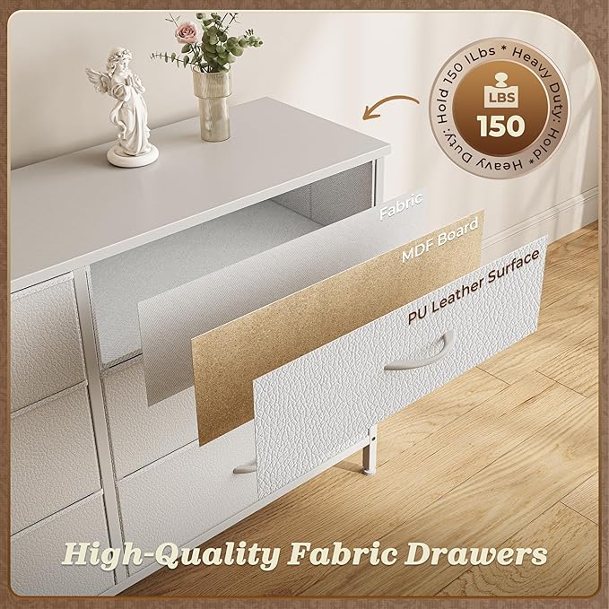 Huuger 70 Inch White Dresser for Bedroom, TV Stand for 65, 80 Inch TV, 13 - Image 8