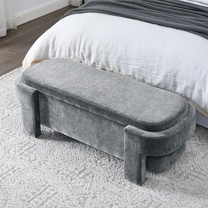 KEIKI 51" Linen Ottoman Bench - Image 4