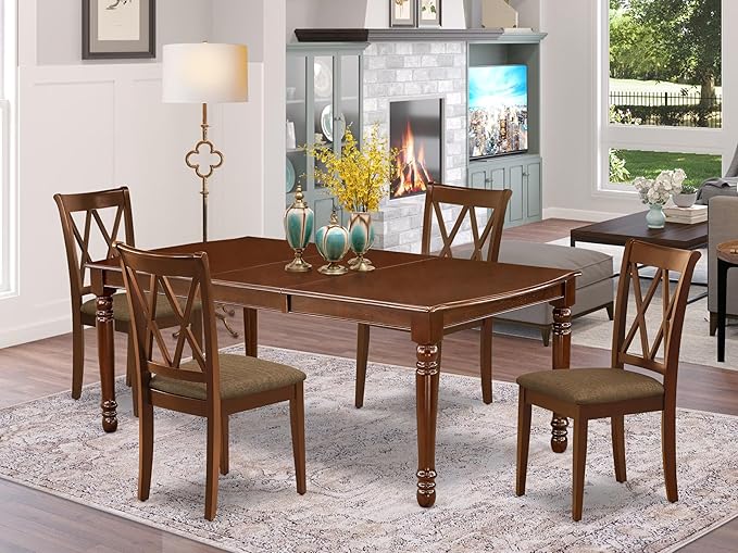 East West Furniture DOCL5-MAH-C 5 Piece Modern Dining Table Set Includes a - Image 2