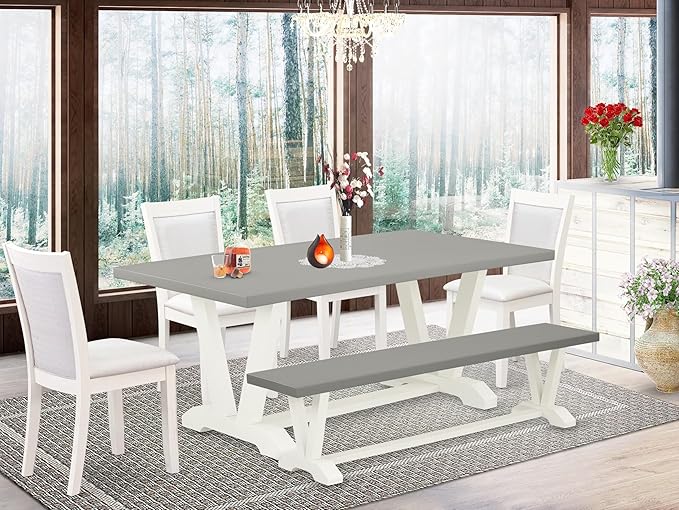 East West Furniture V097MZ001-6 6 Piece Dining Table Set Contains a Rectangle - Image 2