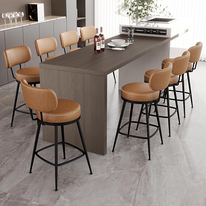 Counter Height Bar Stools, Faux Leather Kitchen Counter Stools by ErdoruLiving