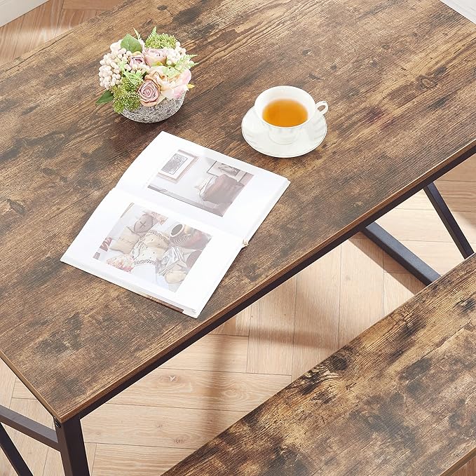 VECELO Kitchen Table with 2 Benches - Image 4
