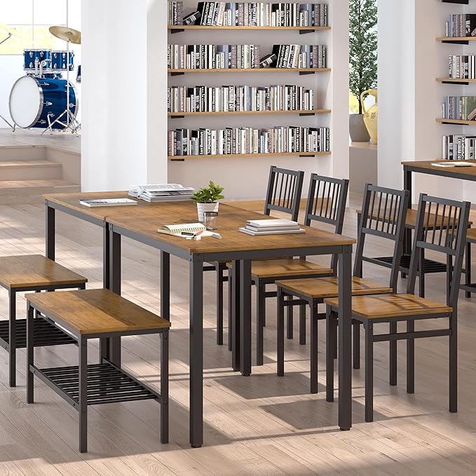 Teraves Dining Table Set for 4/Computer Desk, Kitchen Table - Image 4