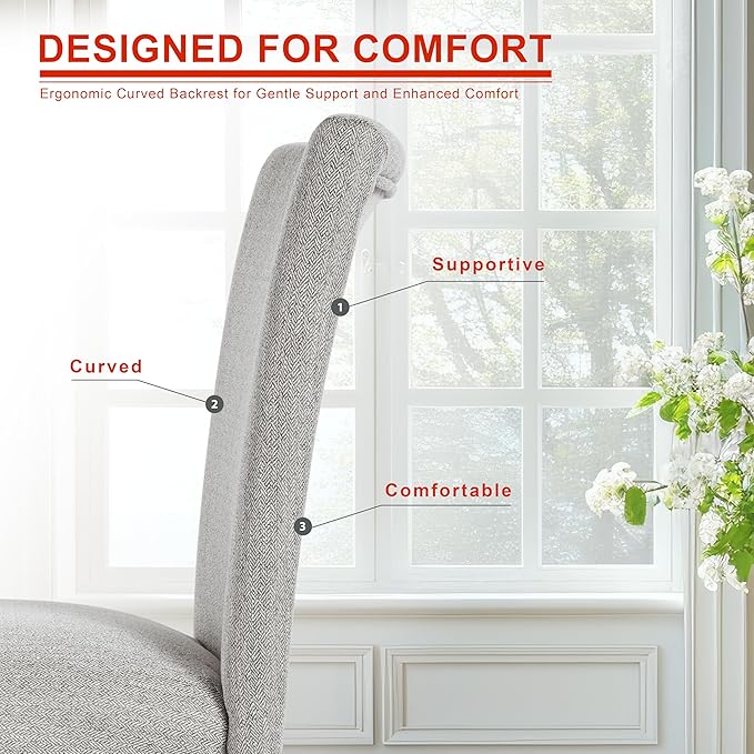HomePop Parsons Classic Upholstered Accent Dining Chair, Single Pack, Light Grey - Image 5