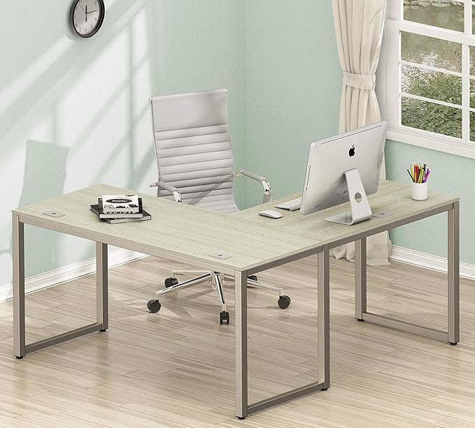 SHW 55 x 60 Inches Commercial-Grade L-Shape Corner Office Computer Desk - Image 2