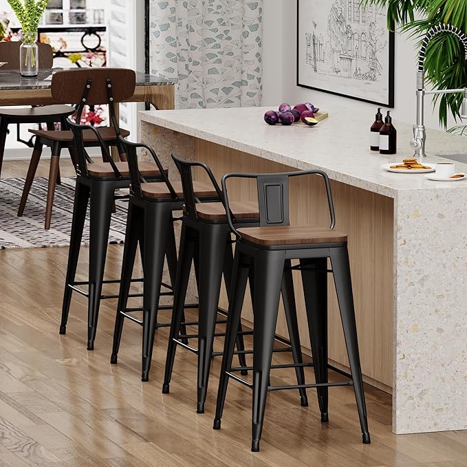 Yongchuang 30 inch Bar Stools Set of 4 Bar Height Metal Barstools - Image 6