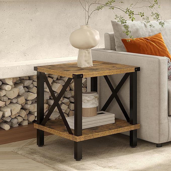 Large End Table Farmhouse Side Table Industrial Style Sofa Table Coffee Table - Image 2